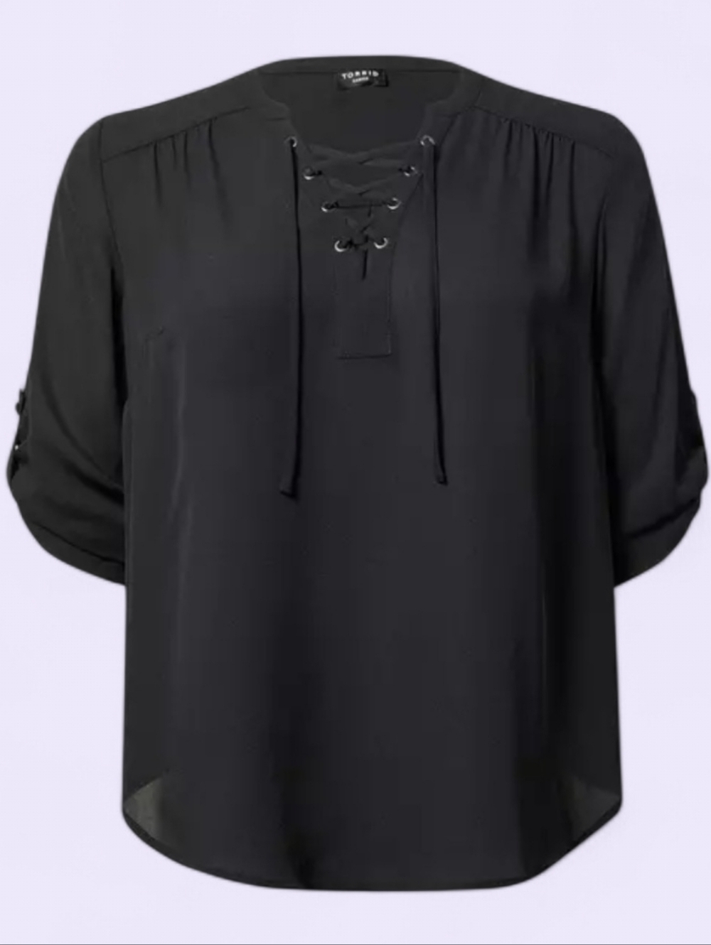 Torrid Black Lace-Up Harper Blouse 3x, Black